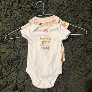 Lila + Jack Baby Fall Pumpkin Bodysuit Set 0–3M  (3 pack)